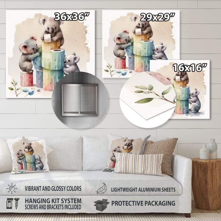 Redwood Rover Koala Bears Building A Tower Of Toilet Paper On Metal